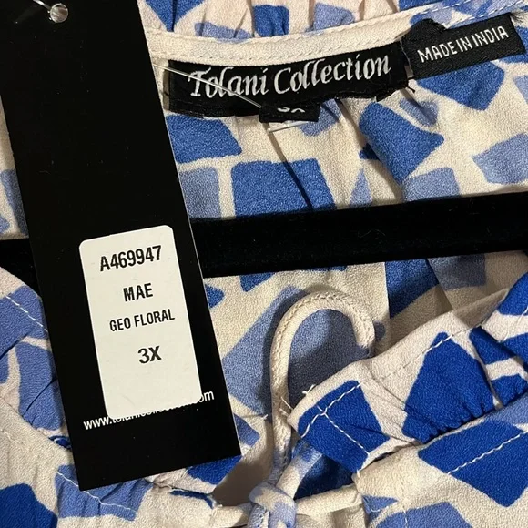 Tolani - Midi Dress, Long sleeves (Blue, Light Blue & White), 3X NWT - Picture 7 of 9